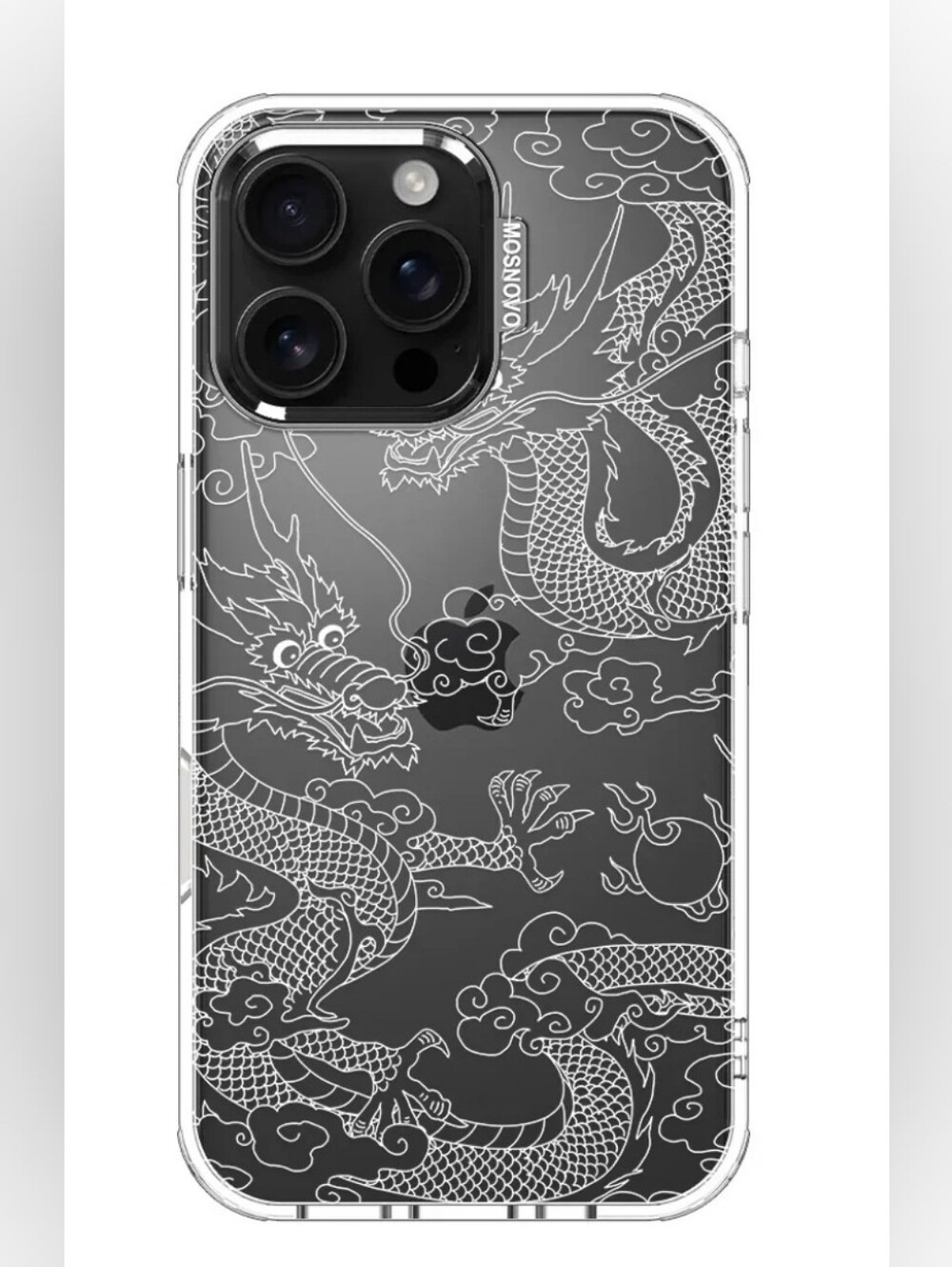 Mosnovo | White Dragon Phone Case - iPhone 16 Pro Max Case Old Logo